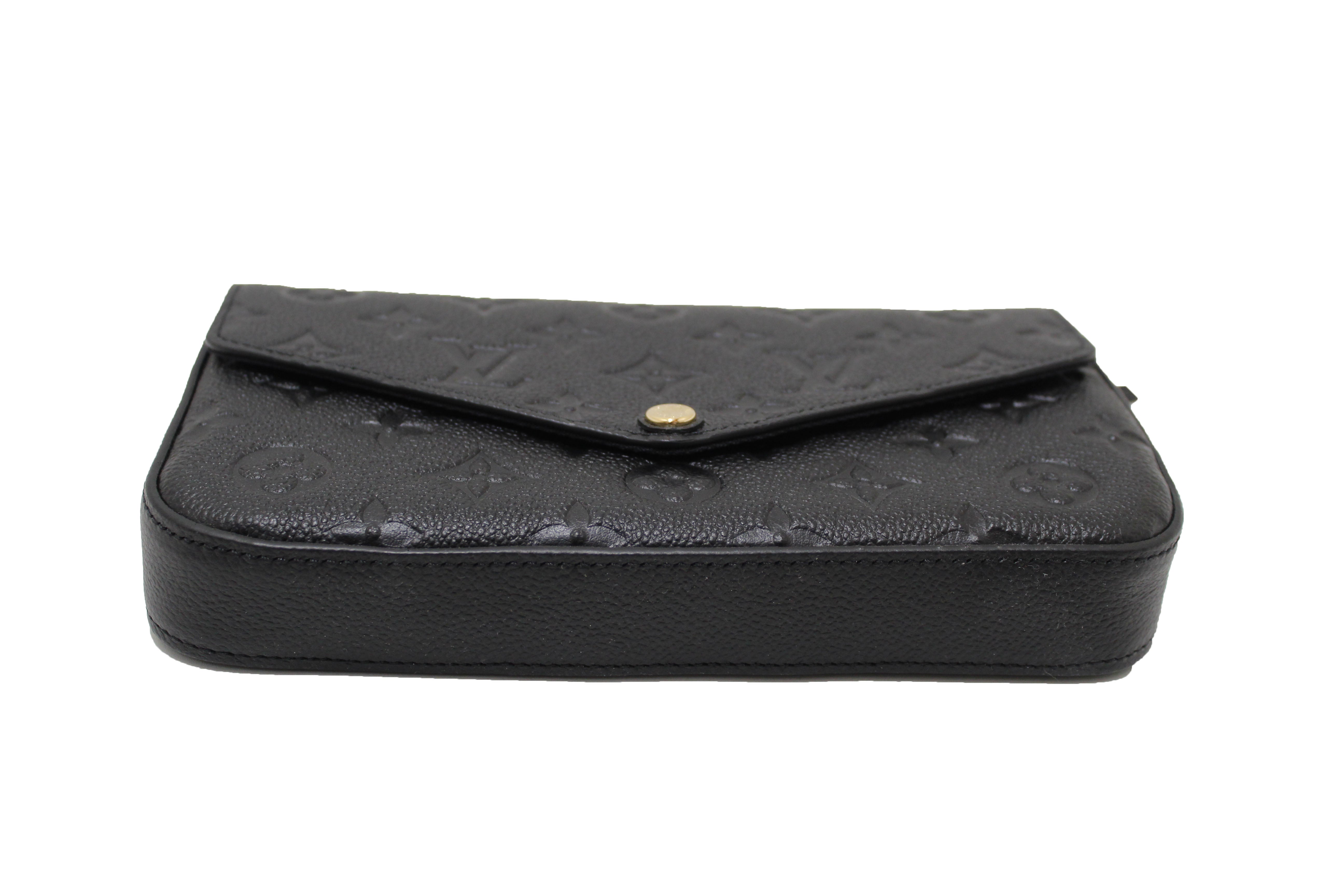 Authentic Louis Vuitton Black Monogram Empreinte Felicie Pochette Crossbody Bag - Luxury Designer Wallet on Chain for Women, Perfect for Evening Events & Daily Use