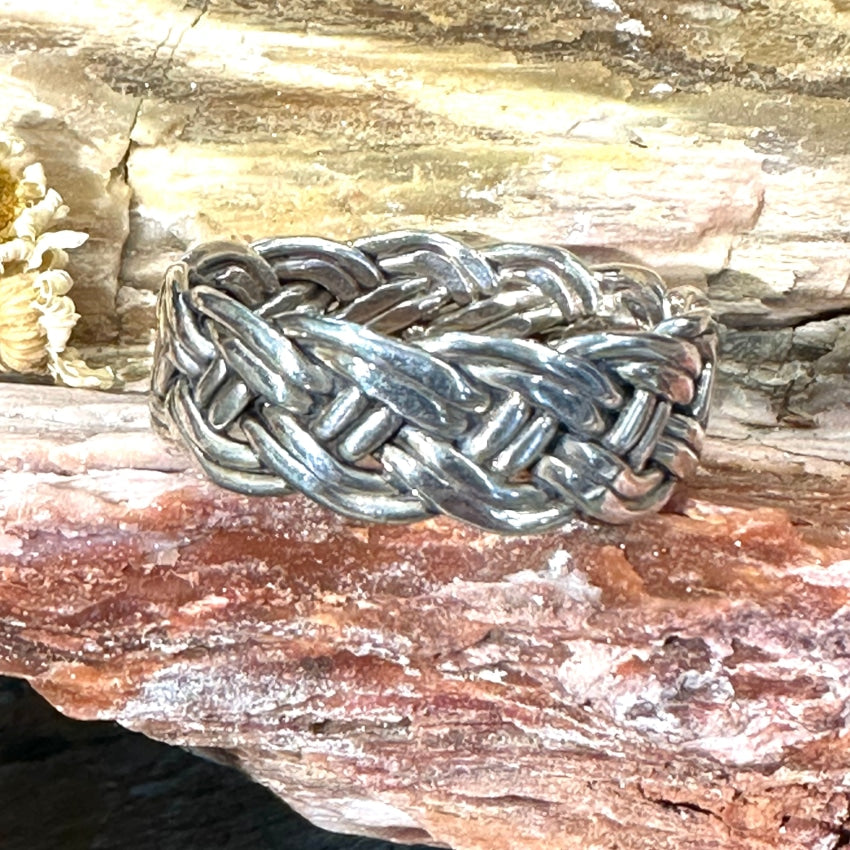 14K Sterling Silver Braided Band Ring for Women & Men - Size 13 Wedding, Anniversary, Promise, or Stackable Ring - Perfect for Couples & Everyday Wear
