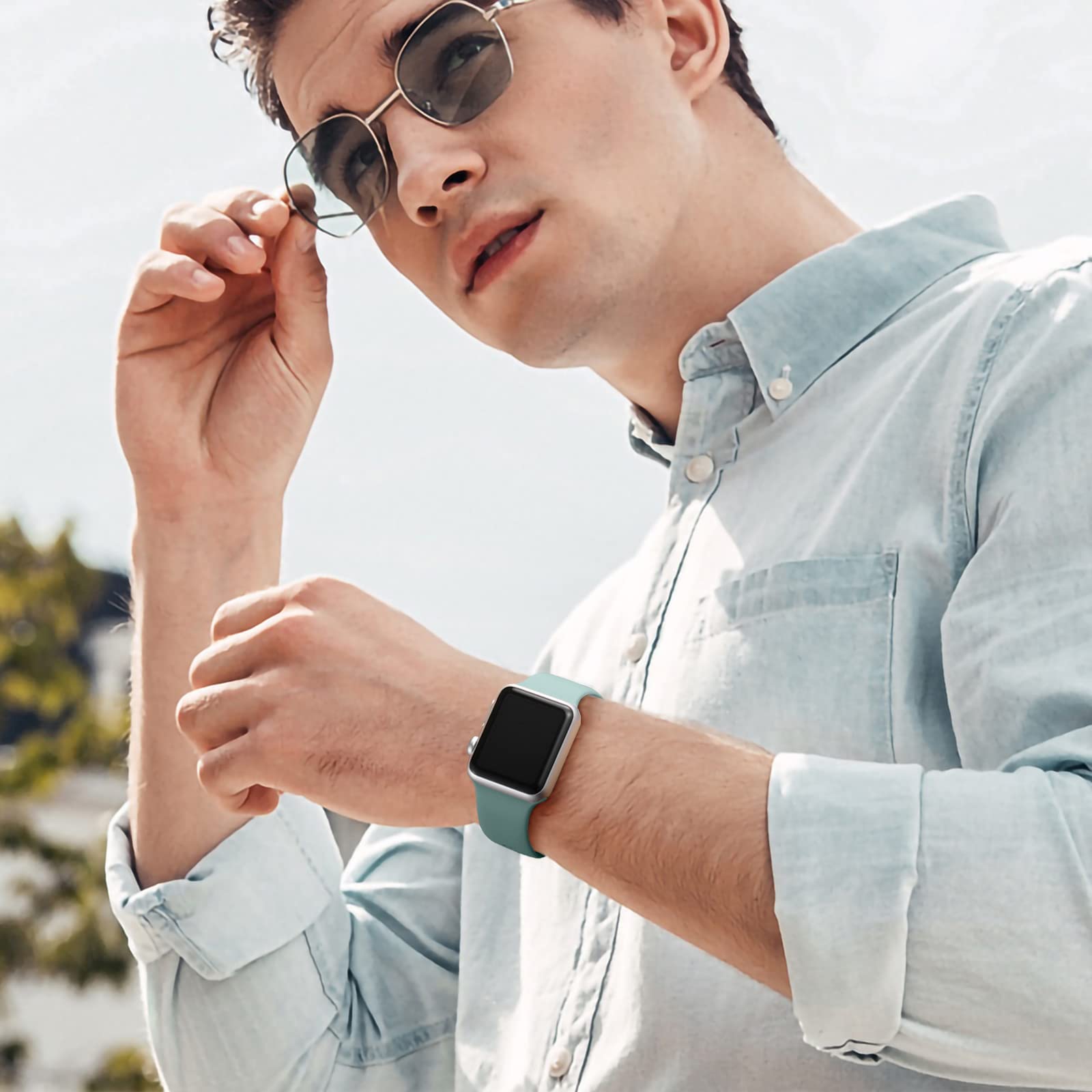 Lerobo Soft Silicone Sport Band Compatible with Apple Watch 38mm 40mm 41mm 44mm 45mm 42mm 46mm 49mm - Strap for iWatch Series 10/9/8/7/6/5/4/3/Ultra 2/1/SE - Comfortable Breathable Wristband for Women & Men - Perfect for Workouts, Running & Everyday Use