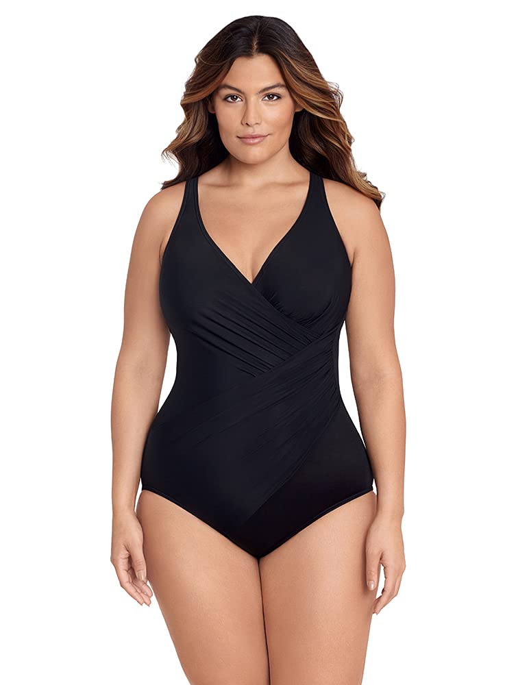 Miraclesuit Women's Plus Size Slimming Tummy Control One Piece Swimsuit with Soft Cup - High Waisted Bathing Suit for Beach, Pool & Vacation - Oceanus Design