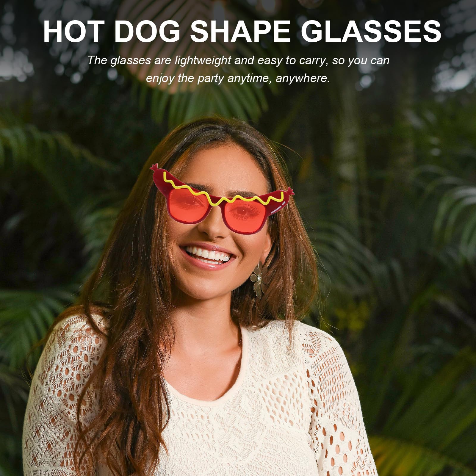 Funny Hot Dog Shaped Sunglasses for Summer Party, Luau, Masquerade & Dance Events - Novelty Eyewear for Costumes, Themed Parties & Instagram Photos
