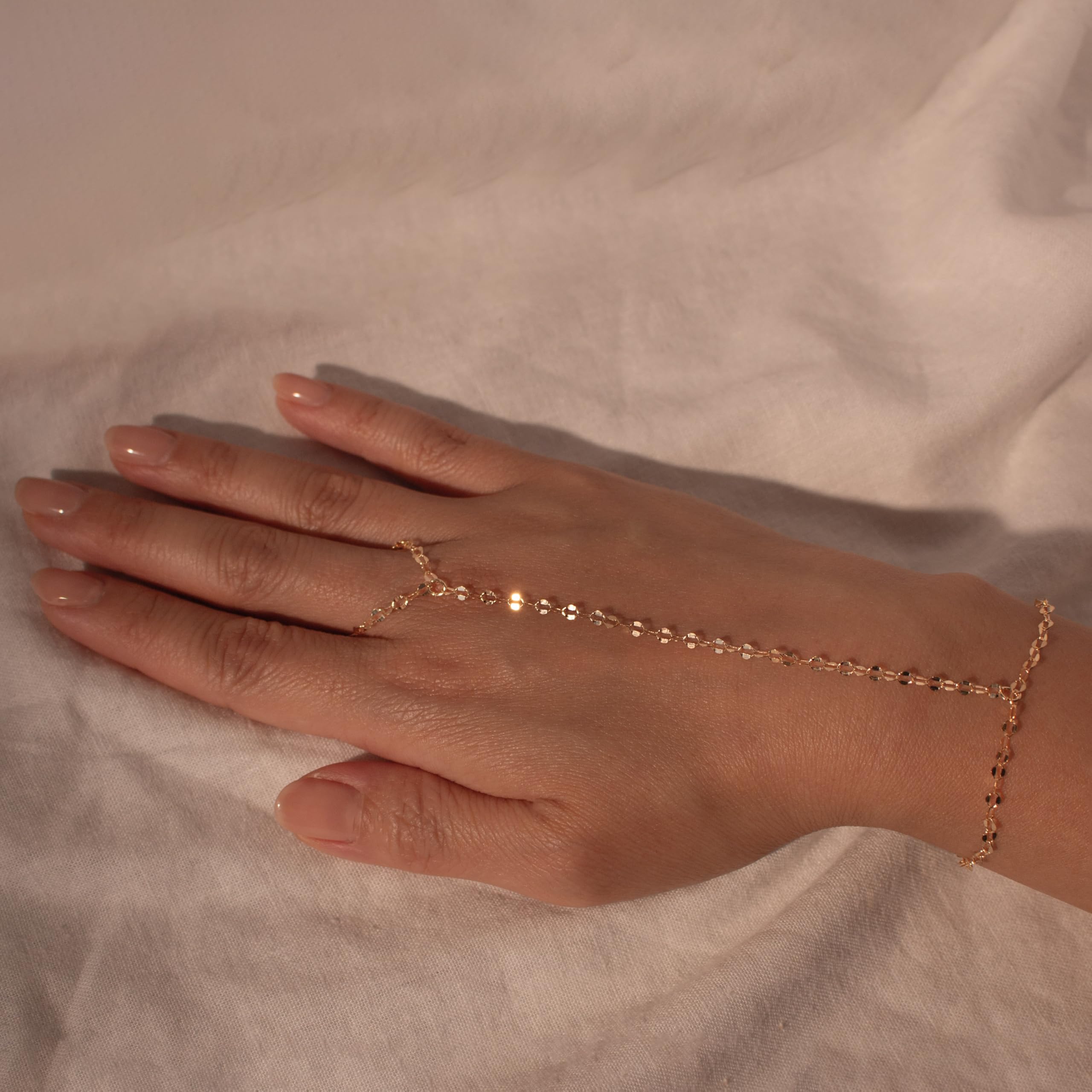 14K Gold Filled Ring Chain Bracelet - Dainty Adjustable Slave Bangle for Women | Waterproof Fashion Jewelry | Perfect Gift for Birthday, Anniversary & Valentine's Day | Ideal for Parties, Date Nights & Everyday Wear