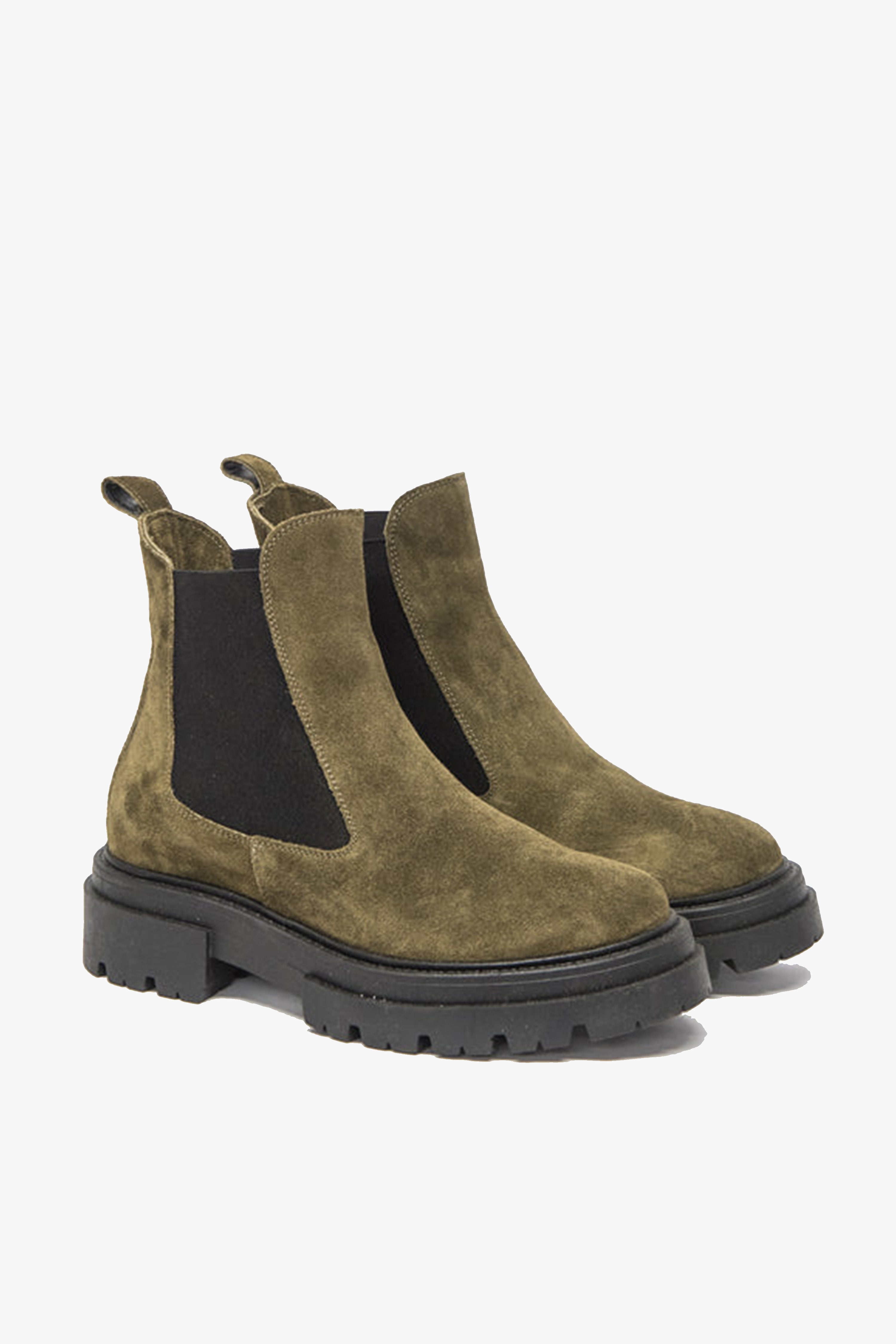 Stylish Green Suede Chelsea Boots for Women - Comfortable Low Heel Ankle Boots - Perfect for Fall, Winter & Casual Outfits