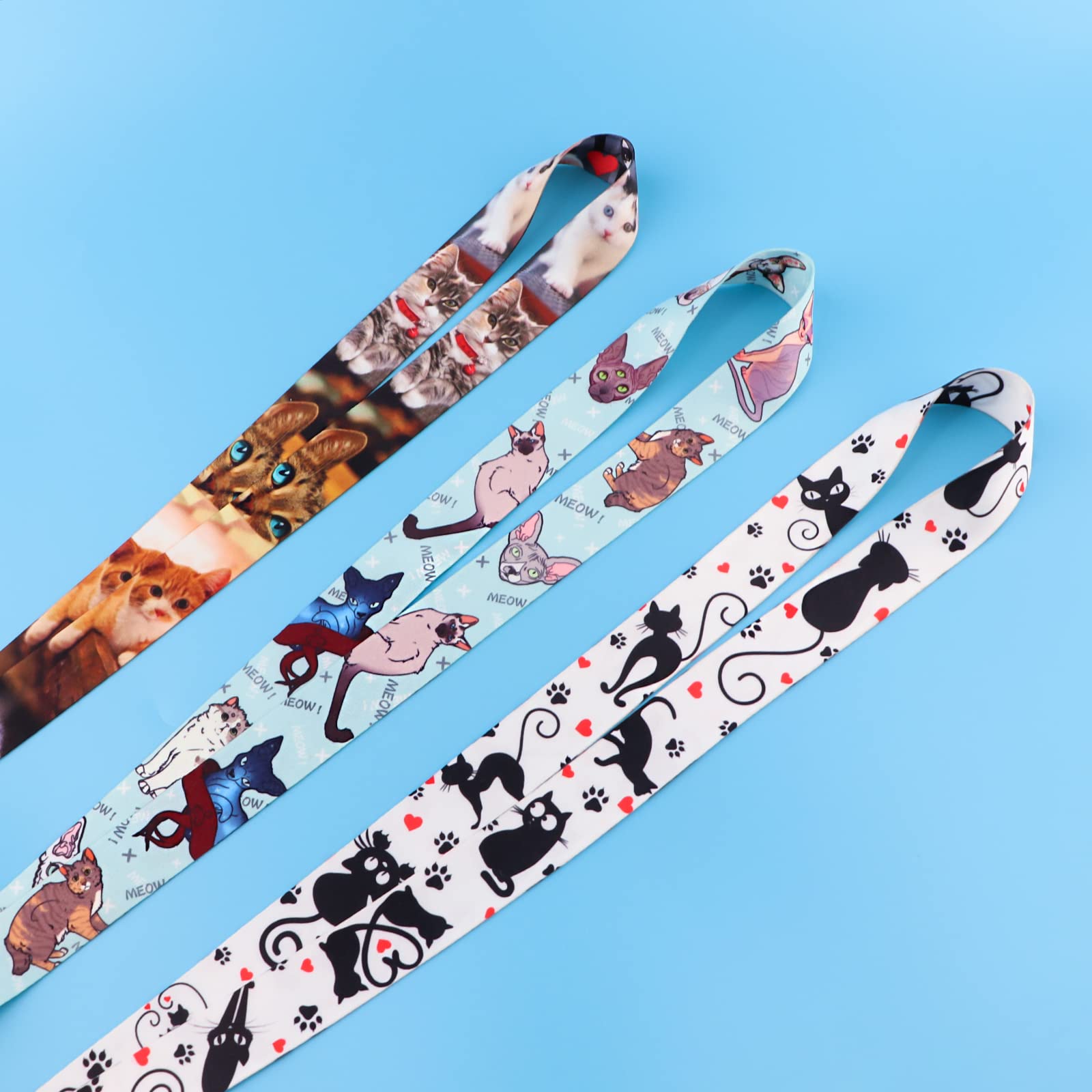 Cute Cat Keychain Lanyards for Women & Kids - 5pcs - School & Office Use