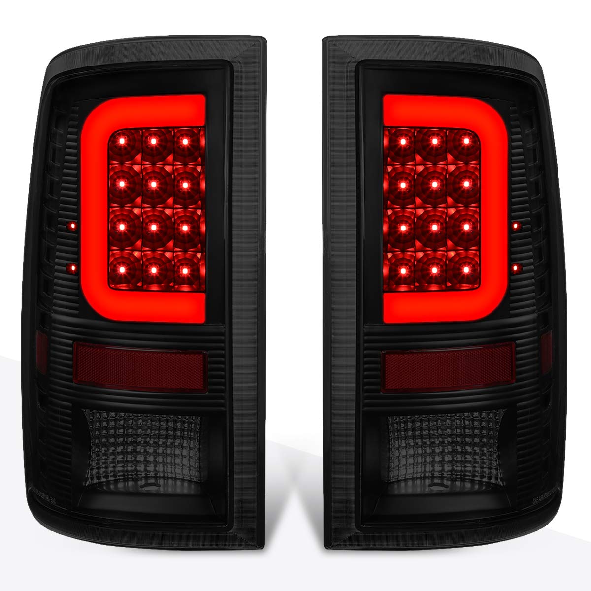 PM PERFORMOTOR 3D LED C-Bar Tail Lights for 2009-2017 Dodge Ram Pickup - Red Tinted Rear Reverse Lamps | Enhanced Visibility & Style for Night Driving & Off-Road Adventures