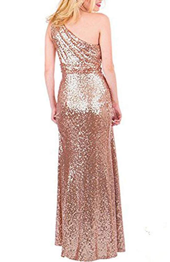 Sparkly Sequin Bridesmaid Dresses One Shoulder Long Evening Gown for Prom, Wedding Party, Formal Events & Special Occasions - Elegant & Glamorous Women's Party Dress