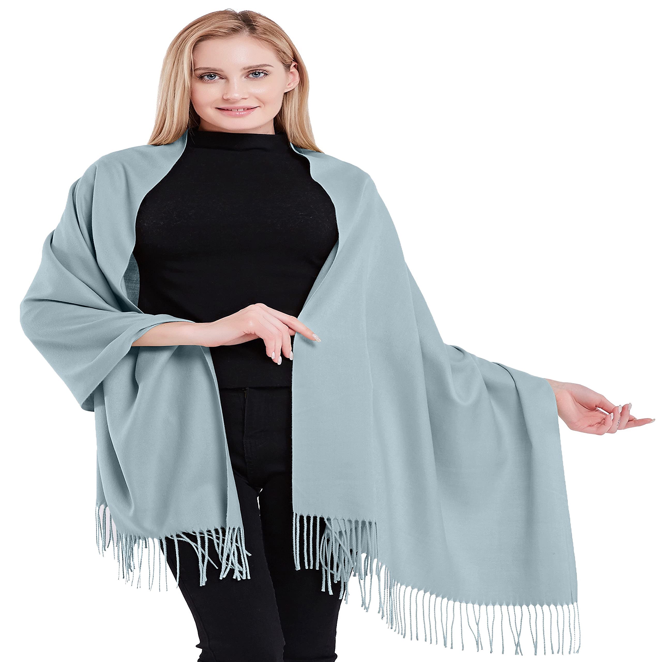 Stylish CJ Apparel Cotton Blend Shawl - Thick Solid Color with Tassels, Pashmina Scarf Wrap for Women | Perfect for Winter, Fall Fashion, Office Wear & Evening Outfits
