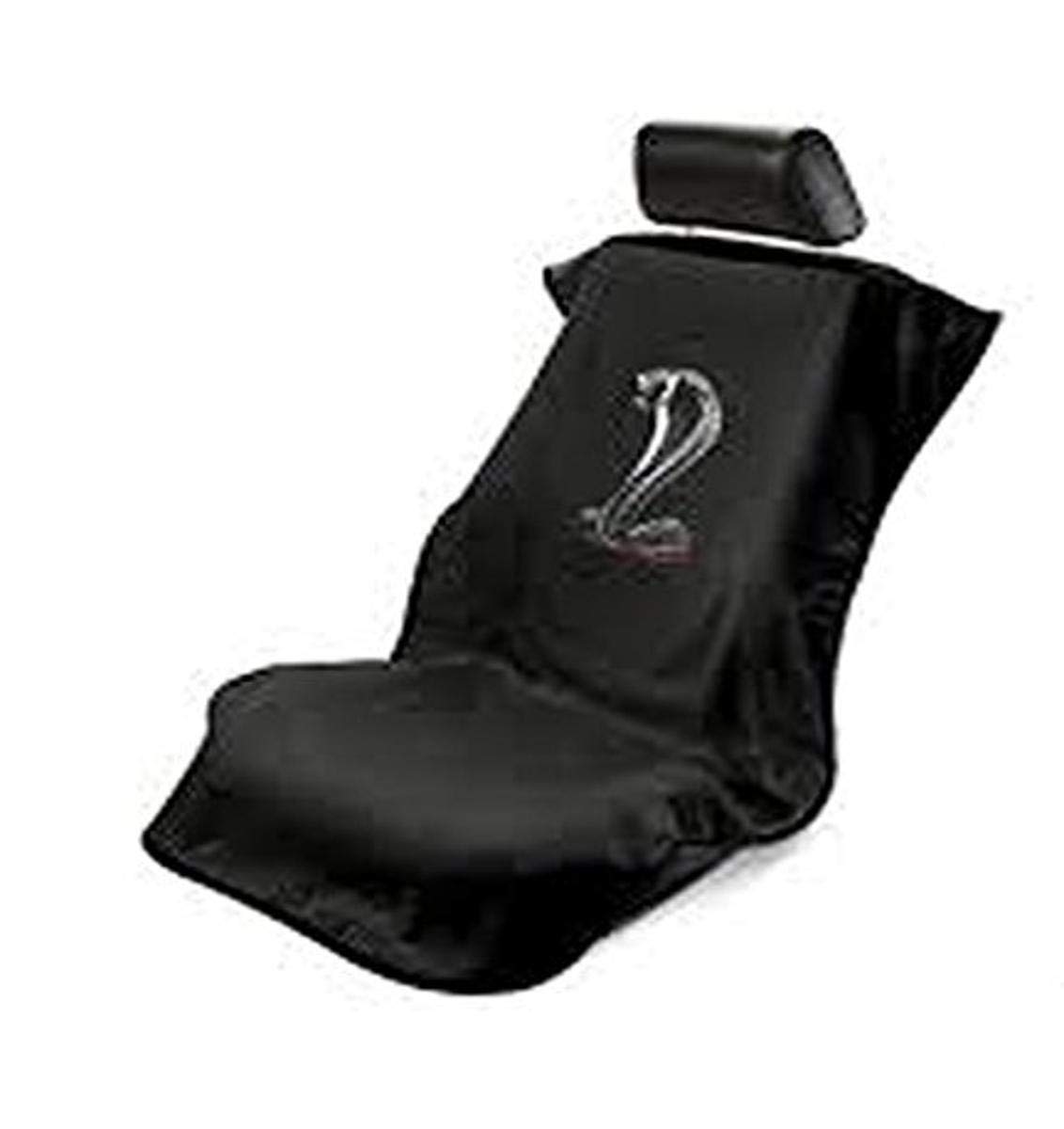 Ford Mustang Cobra Seat Armour Protector - Soft Machine Washable Car Seat Cover Towel - Easy to Install Multipurpose Auto Accessory - Black - Perfect for Road Trips & Daily Commutes