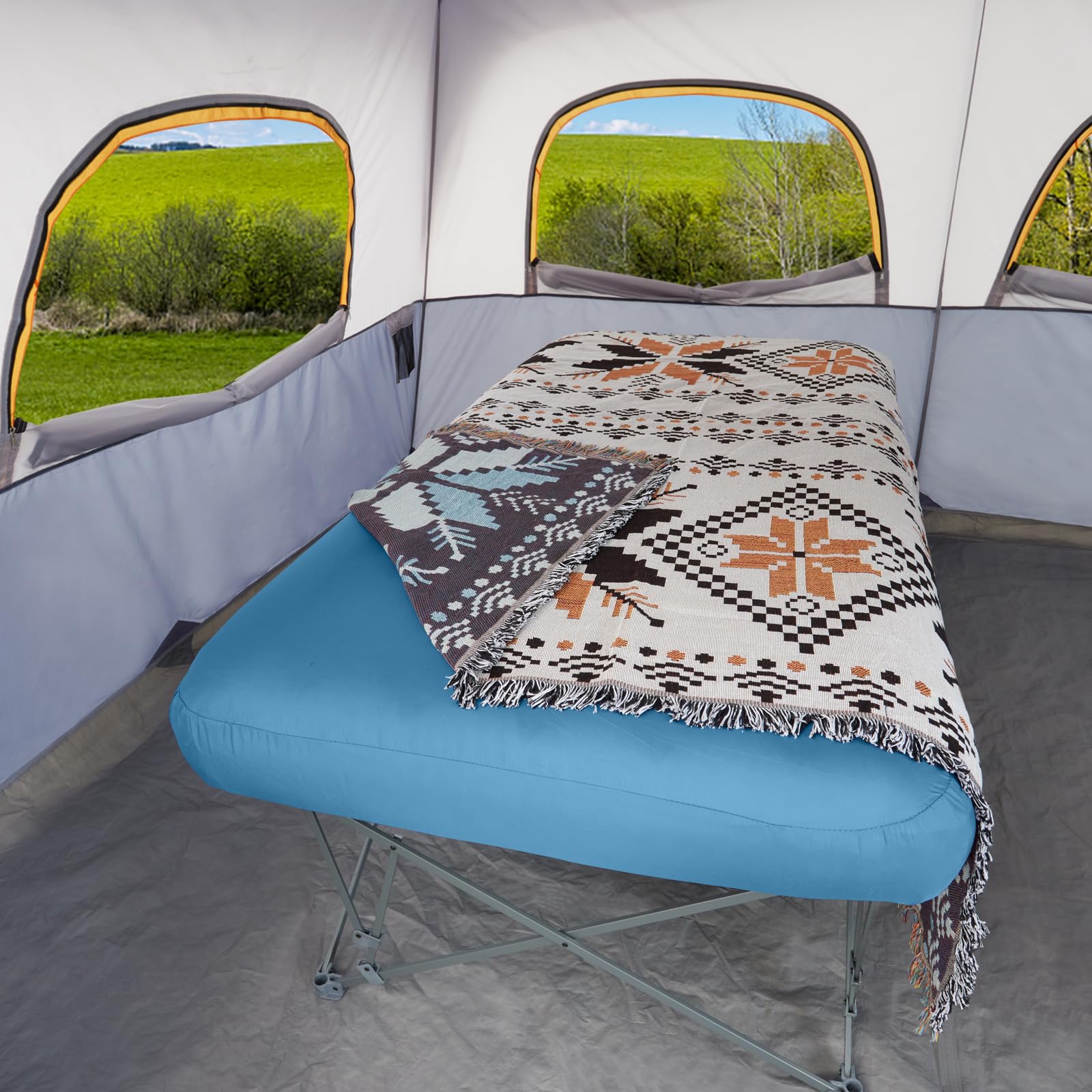 Premium Folding Camping Cot for Adults with Inflatable Air Mattress & Carry Bag - Portable Outdoor Sleeping Solution for Travel, Beach, Backpacking & Vacation (Air Pump Not Included) | Durable & Comfortable for Camping, Hiking & Picnics