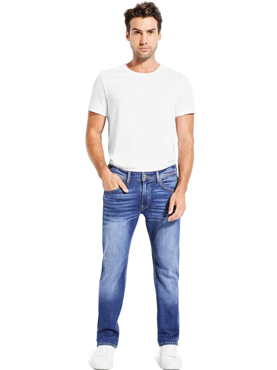 GUESS Men's Regular Straight Fit Jeans - Classic Denim Pants for Casual & Everyday Wear | Comfortable & Stylish for Work, Outings & Daily Use