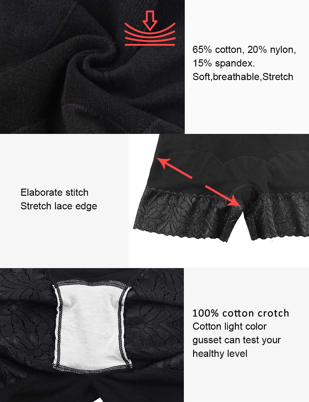 iloveSIA Women's Lace Slip Shorts 3-Pack - Comfortable Boyshort Underwear for Dresses, Anti-Chafing Safety Pants, Breathable Cotton Panties - Perfect for Summer, Skirts, and Everyday Wear