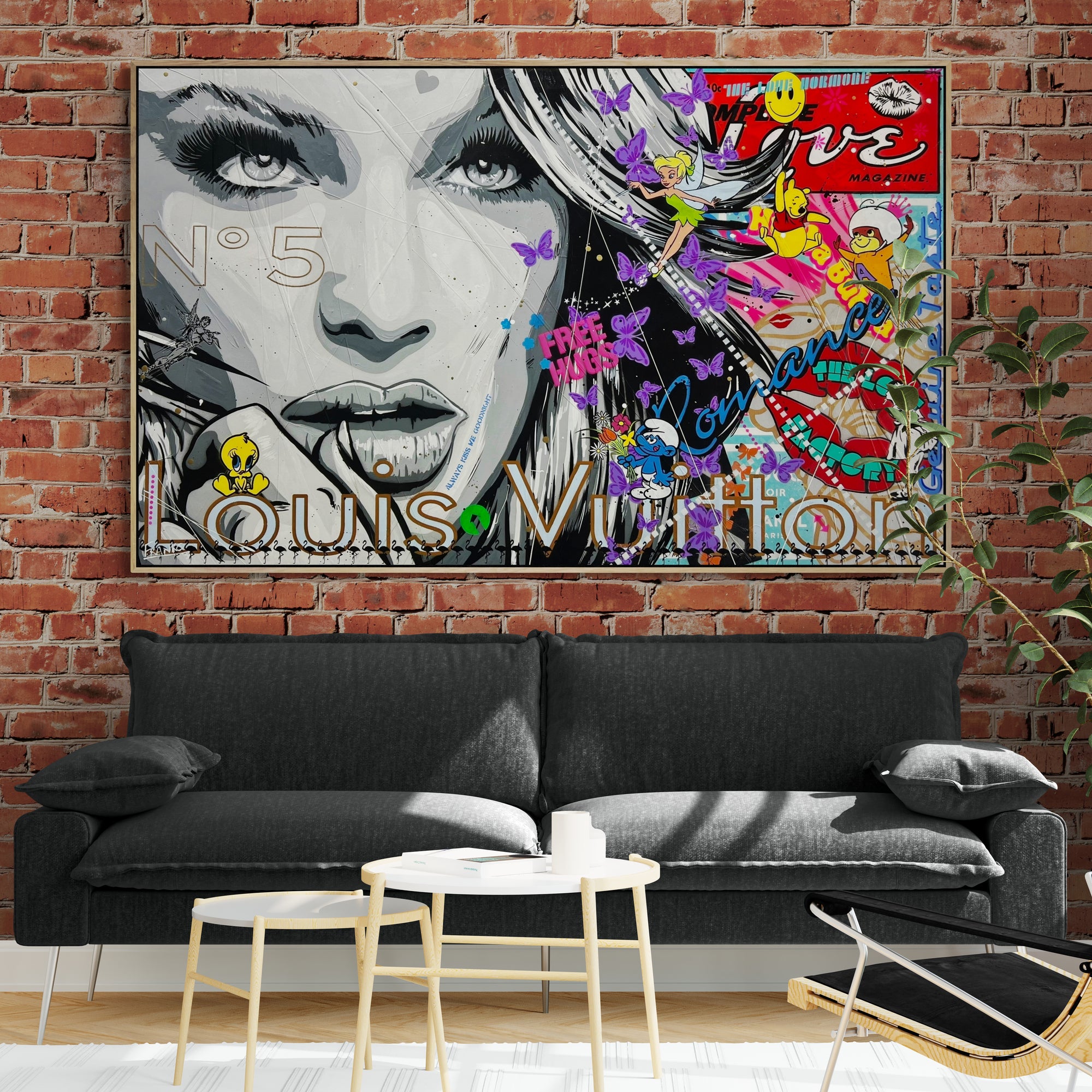 Pixie Love 160cm x 100cm Sexy Woman Textured Urban Pop Art Canvas Painting - Modern Home Decor for Living Room, Bedroom & Office Wall Art