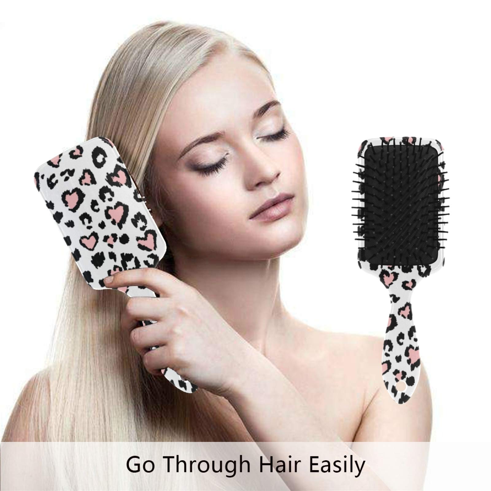 Leopard Print Detangling Hair Brush for Women & Men - Plastic Paddle Brush for Smooth, Tangle-Free Hair - Perfect for Daily Styling, Salon Use & Travel