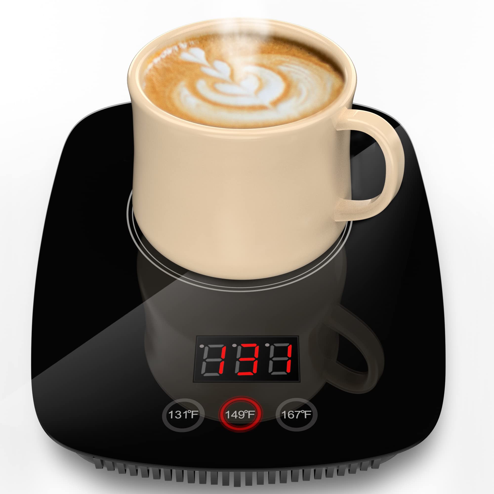 Upgraded Coffee Mug Warmer with 3 Temperature Settings & Auto Shut Off - Adjustable Beverage Warmer for Coffee, Tea & Hot Drinks (Mug Not Included) | Perfect for Office, Home & Gift Giving