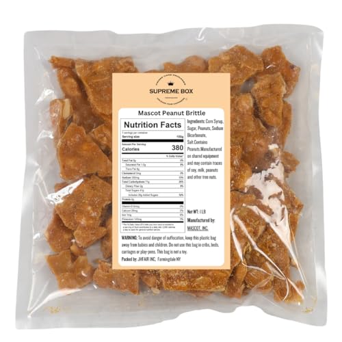 Old Fashioned Homemade Style Traditional Peanut Brittle Candy - 1 LB Bulk Pack - Perfect for Gifts, Parties & Snacking