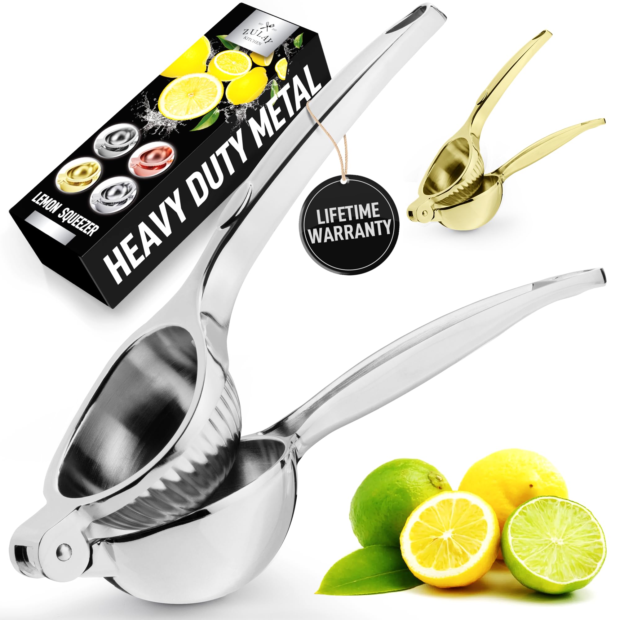 Premium Stainless Steel Lemon Squeezer - Heavy Duty Handheld Citrus Press for Lemons, Limes & Oranges - Easy to Clean Manual Juicer with Non-Slip Base - Perfect for Cocktails, Baking & Healthy Juicing at Home