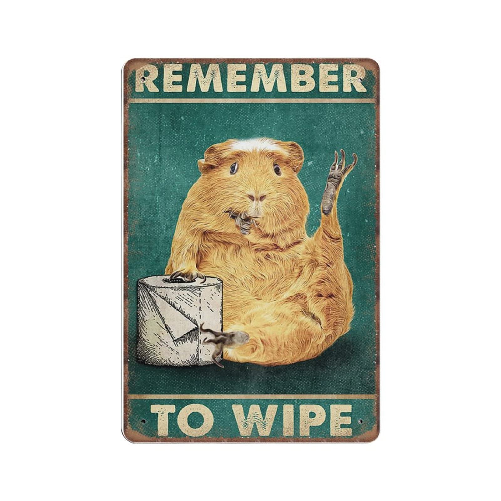 Funny Guinea Pig Bathroom Sign - Vintage Metal Wall Art for Toilet Decor