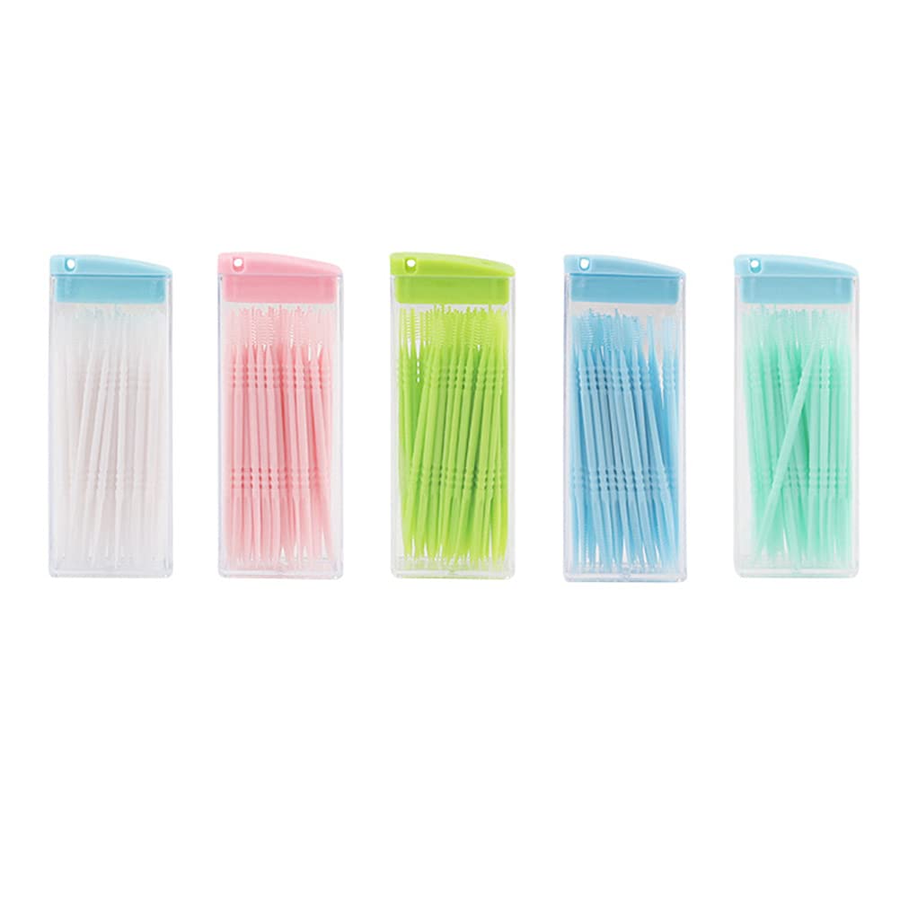 DOITOOL 250-Pack Double Head Dental Toothpicks - Soft Bristle Teeth Cleaning Sticks for Oral Hygiene, Flossing & Plaque Removal (Mixed Colors) - Perfect for Travel, Home & Office Use