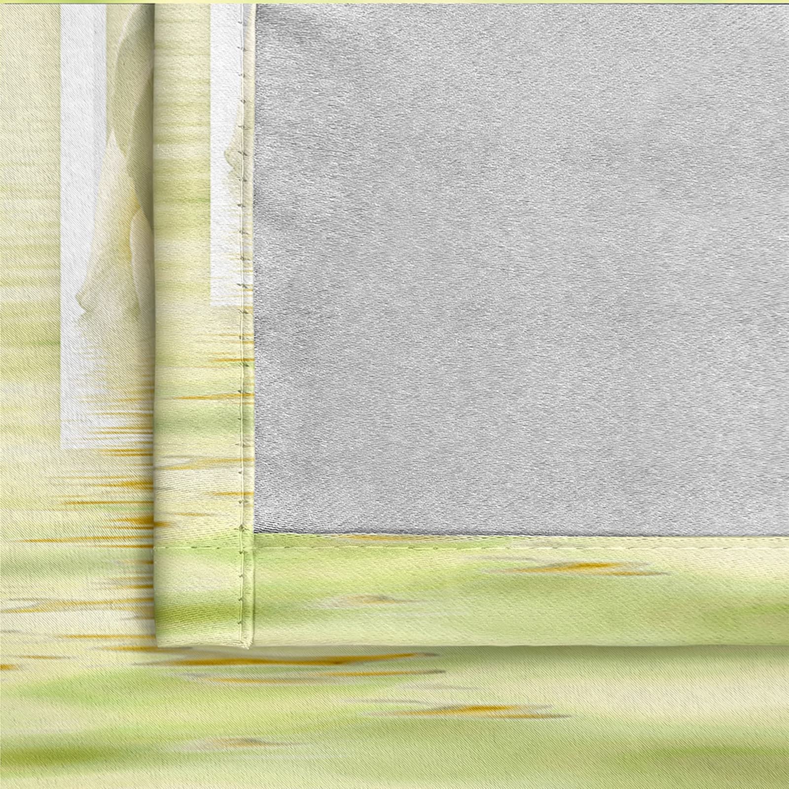 Eco-Friendly Green Kitchen Curtains - Blackout Travel Curtains with Rose Swan Design, 84