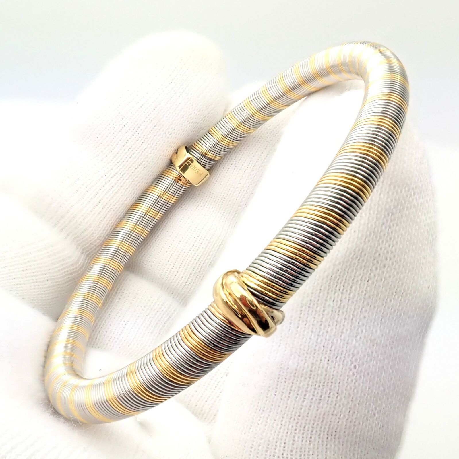 Authentic Vintage Cartier Trinity Bracelet - 18k Yellow Gold & Steel Bangle for Women | Luxury Jewelry Gift for Anniversary, Birthday & Special Occasions