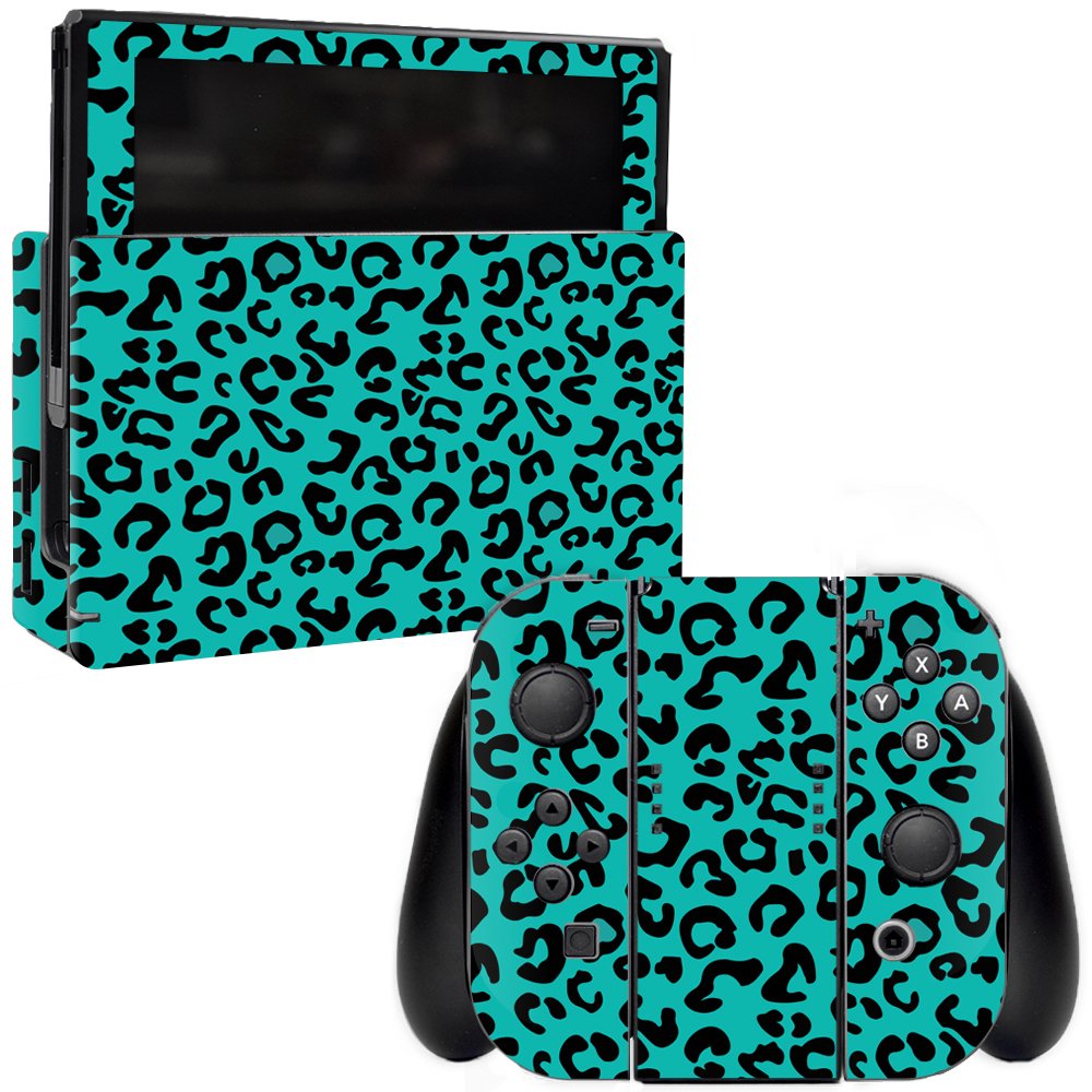 MightySkins Protective Vinyl Decal Wrap Cover for Nintendo Switch - Teal Leopard Design | Durable, Customizable & Easy to Apply Skin | Made in USA | Perfect for Gaming, Travel & Personalization