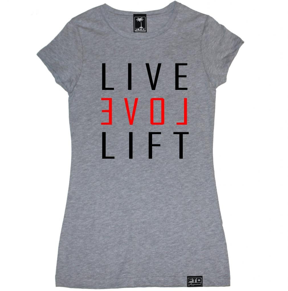 FTD Apparel Women's Motivational Workout T-Shirt - Live Love Lift Gym Tee for Fitness & Training | Perfect for Yoga, Running & Gym Motivation