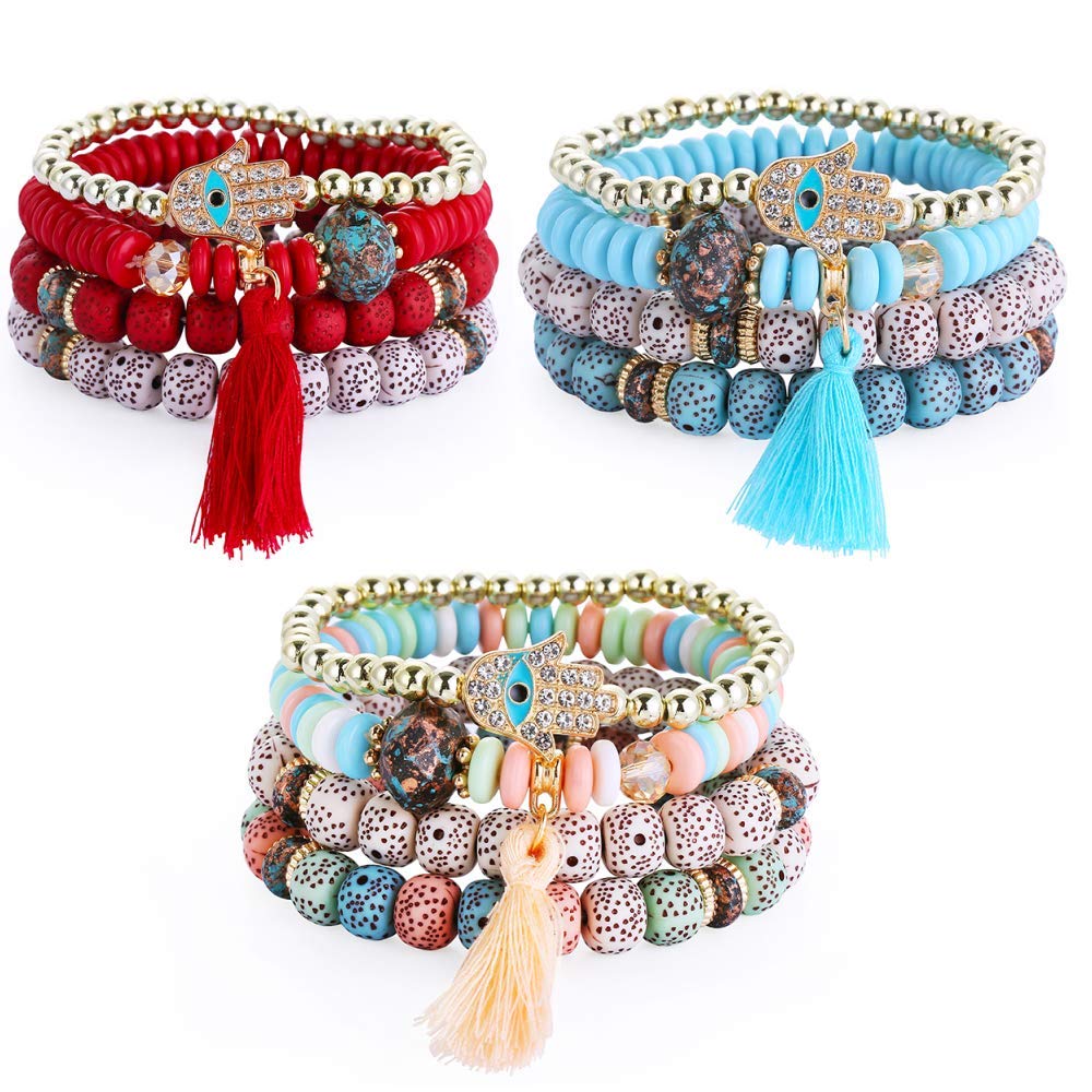 Boho Beaded Bracelets for Women - Stackable Multilayer Charm Bracelet Set, Handmade Jewelry Gift for Women, Girls, Teens - Perfect for Casual Wear, Parties, and Festivals