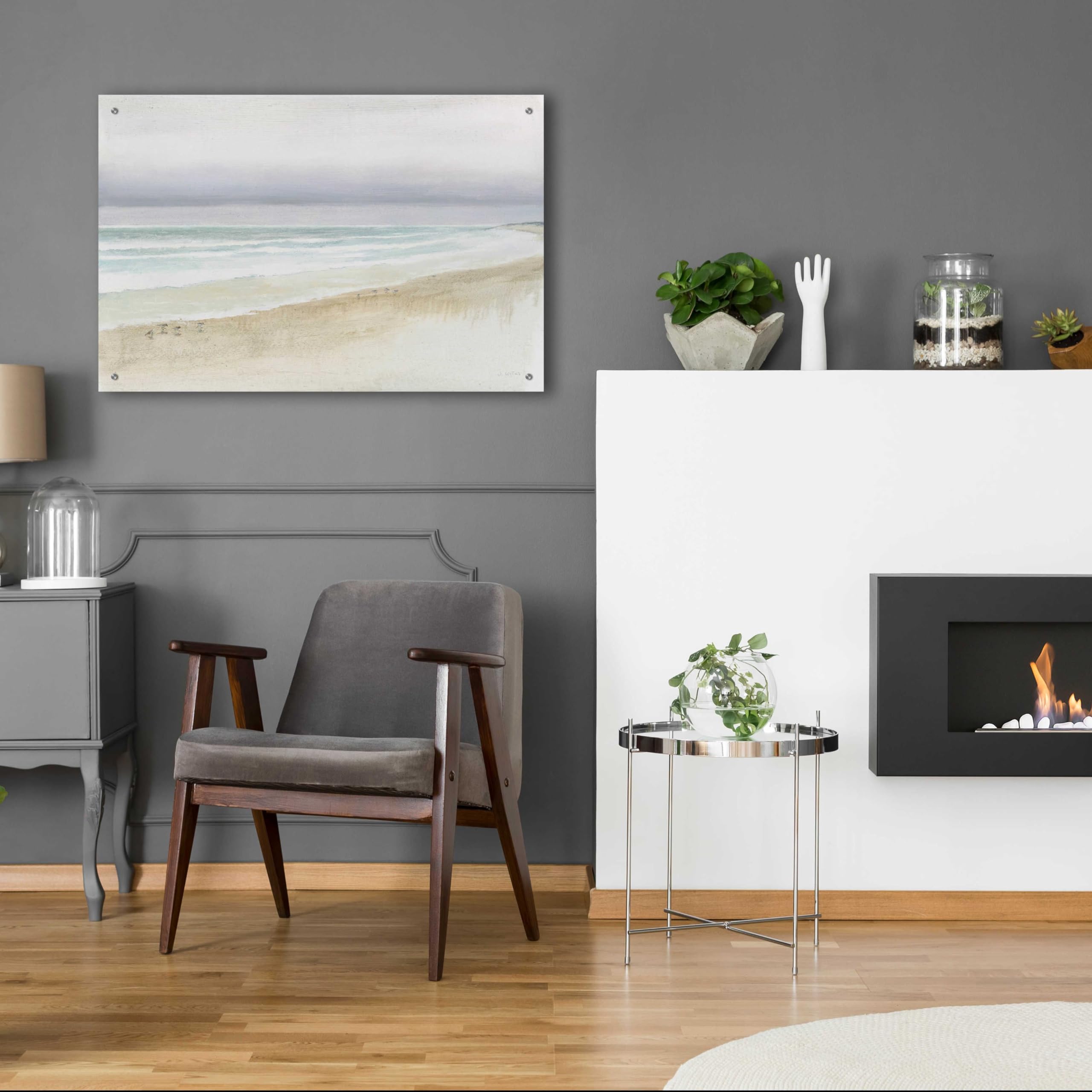 Serene Seaside Acrylic Glass Wall Art by James Wiens - 36x24 Inches Modern Ocean Painting for Living Room, Bedroom & Office Decor