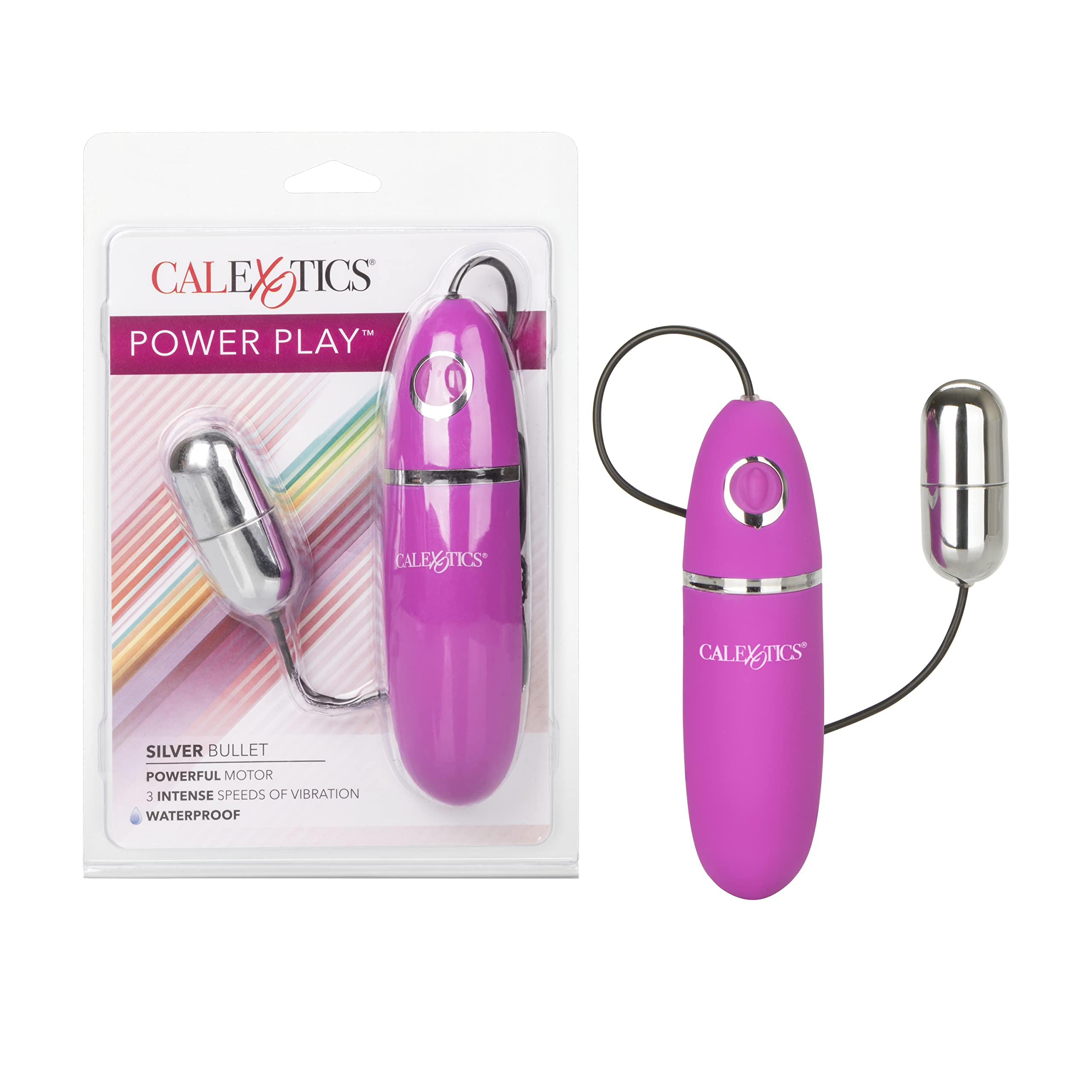 Power Play Wired Remote Control Bullet Vibrator - Waterproof Rechargeable Adult Sex Toy for Couples & Solo Play - Silver Egg Massager for Bedroom Fun & Sensual Massage