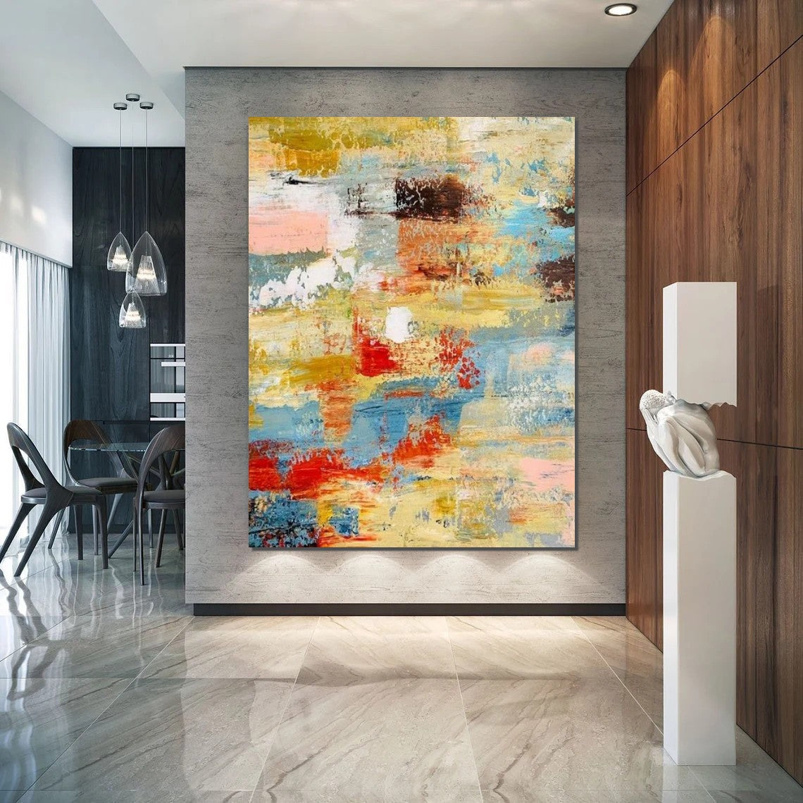 Contemporary Modern Art Paintings - Simple Abstract Wall Decor for Living Room | Large Palette Knife Artwork | Perfect for Home & Office Decoration
