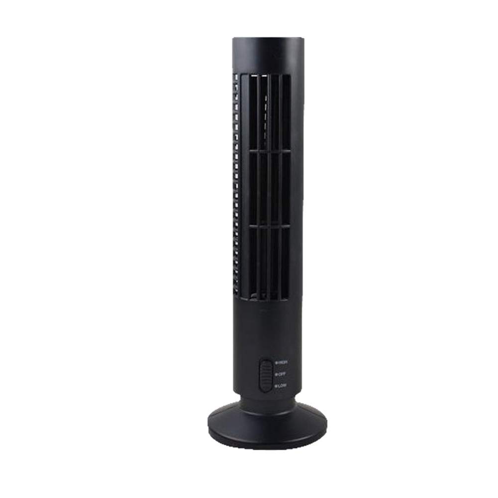 Academyus 13 Inch Mini USB Rechargeable Tower Fan - Quiet Personal Desktop Cooling Fan for Office, Home & Desk Use | Portable Black Air Circulator for Bedroom, Dorm & Small Spaces
