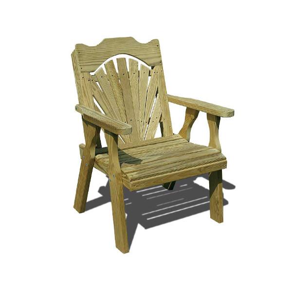Treated Pine Fanback Patio Chair - Weather-Resistant Outdoor Dining Furniture for Garden, Deck, and Poolside Relaxation