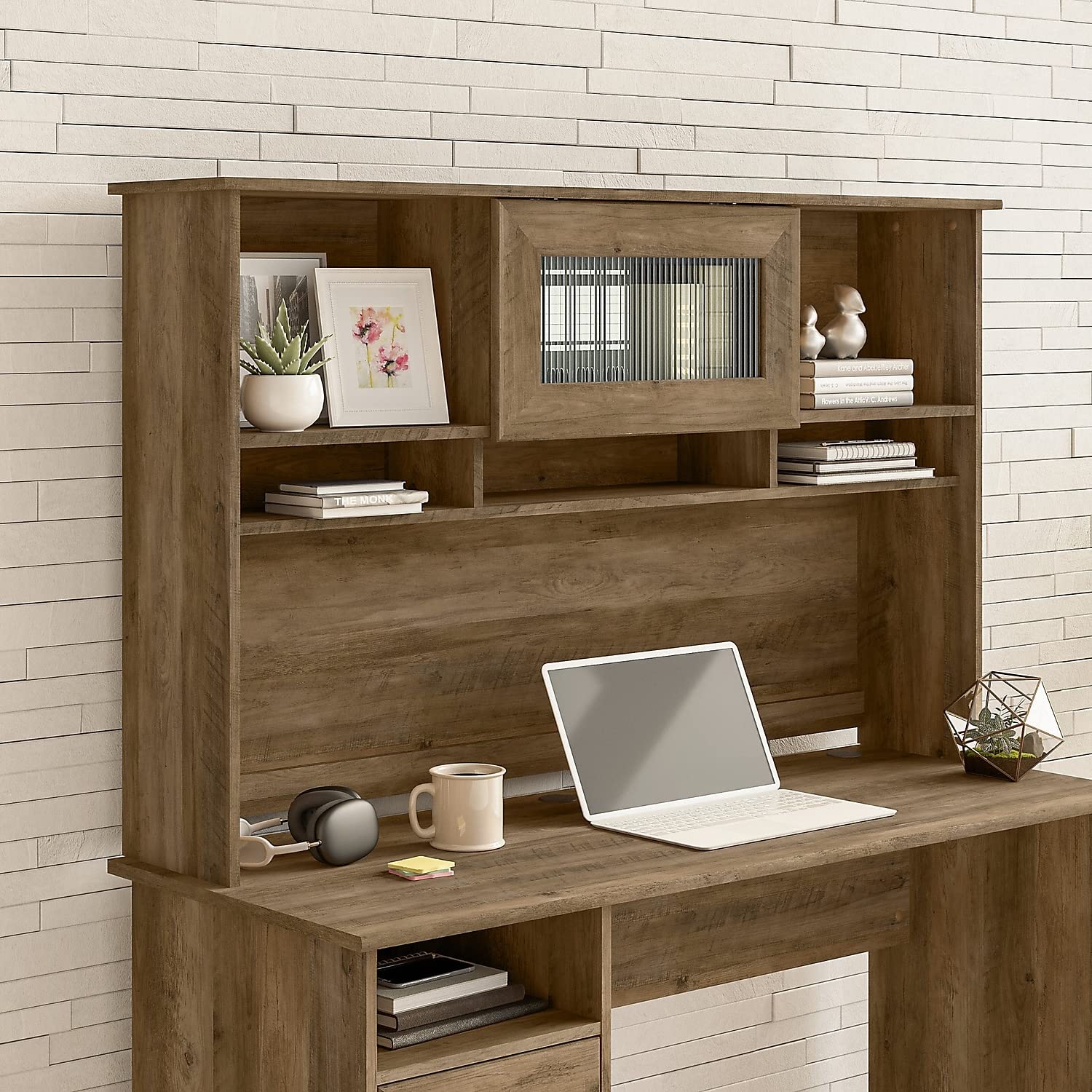 Bush Furniture Cabot 60W Reclaimed Pine Desk Hutch - Home Office Organizer with Storage Shelves for Books, Decor & Office Supplies | Perfect for Small Spaces & Workstations