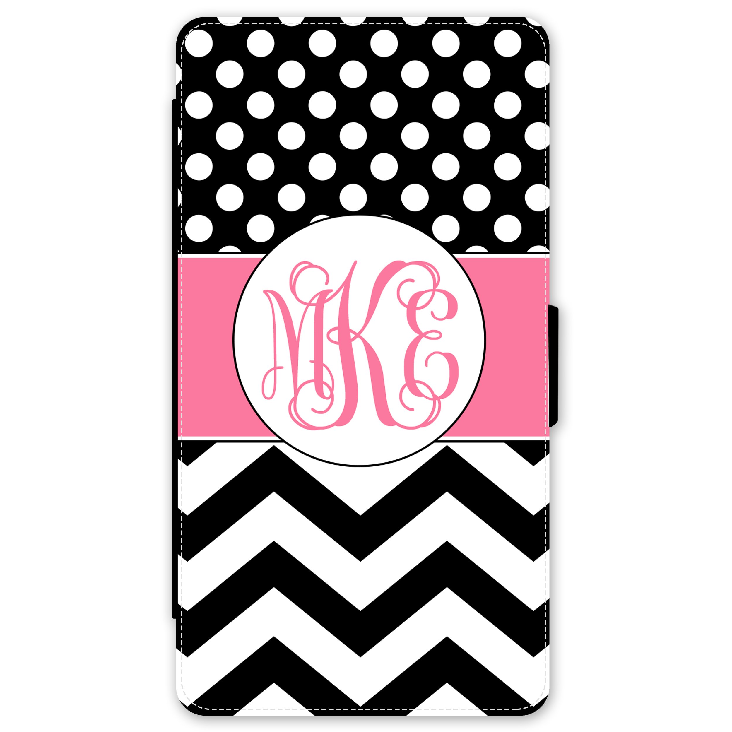 iPhone 11 Pro Max Wallet Case - Custom Monogrammed Protective Cover for iPhone 11 Pro Max 6.5 Inch | Polka Dot & Chevron Designs | Perfect for Everyday Use, Travel & Business