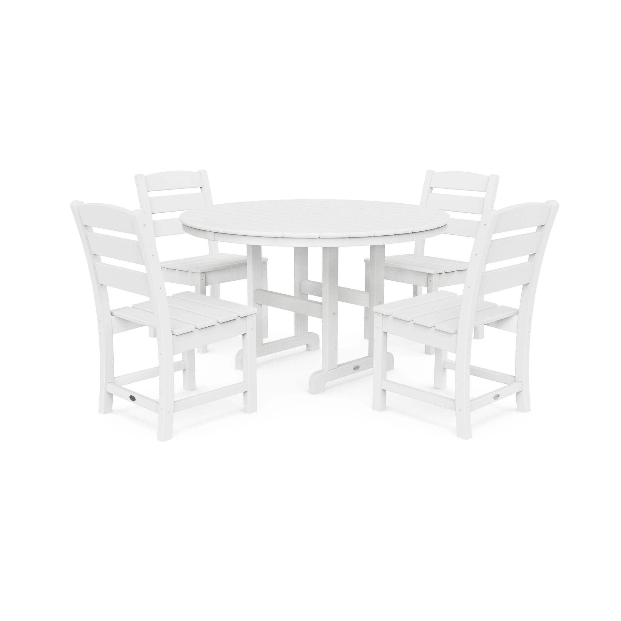 POLYWOOD Lakeside 5-Piece Round Outdoor Dining Set - Durable All-Weather Wicker Chairs & Table - Perfect for Patio, Garden, Poolside & Backyard Entertaining