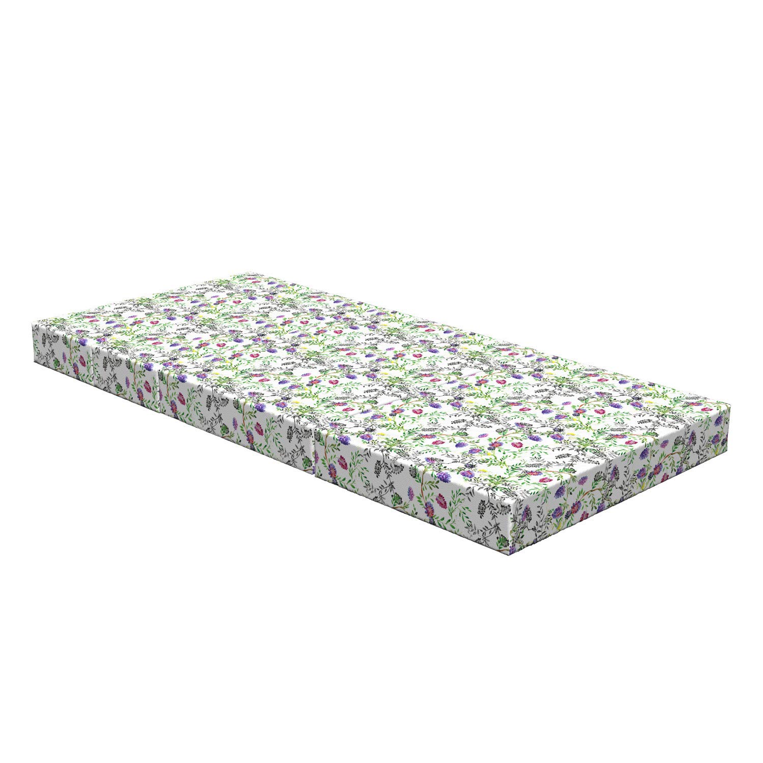 Ambesonne Floral Foldable Mattress - Lilac Wild Flowers Design, 74.8
