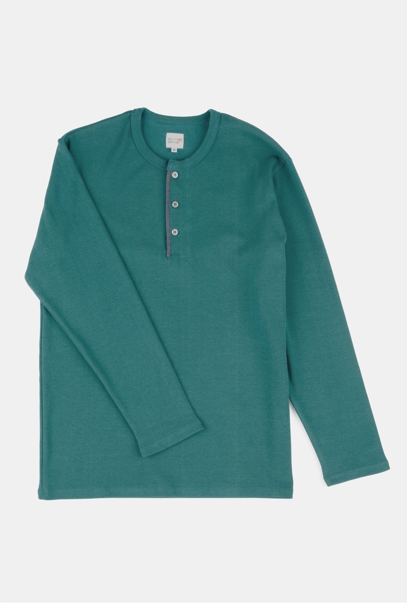 Men's Long Sleeve Henley Shirt - Soft Cotton Teal Pullover for Casual Wear & Outdoor Activities