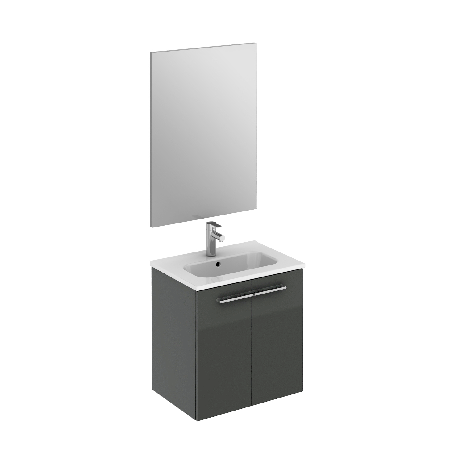 Wall Mount Bathroom Vanity 20x14 Inches with 2 Doors - High Gloss Anthracite Finish for Modern Bathroom Design | Space-Saving Storage Solution for Small Bathrooms