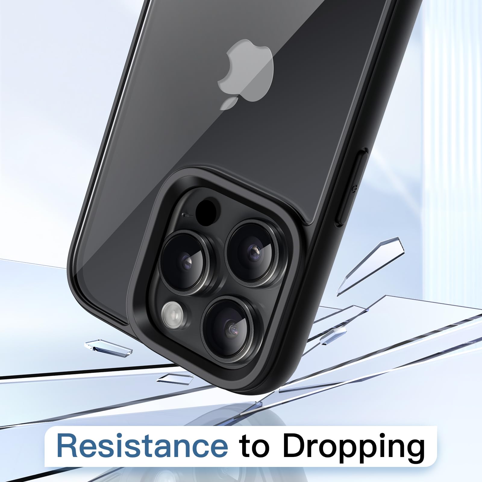 JETech Shockproof Bumper Case for iPhone 15 Pro Max 6.7-Inch - Matte TPU Frame with Anti-Scratch Clear Back (Black Titanium) | Protective Phone Cover for Everyday Use, Outdoor Activities & Travel