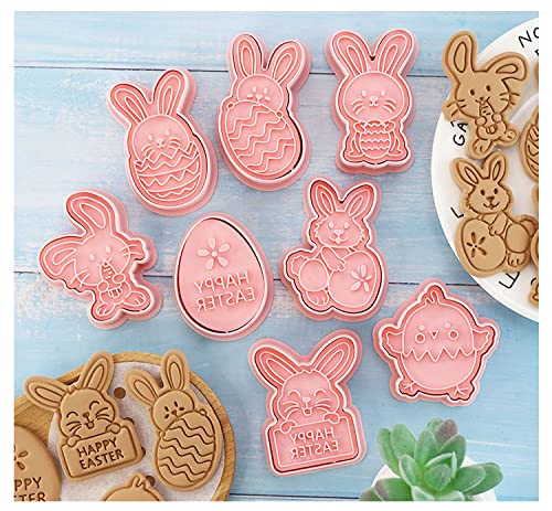 Easter Bunny Cookie Mold Set - 8-Piece Cartoon Bunny Easter Cookie Cutters for Baking, Fondant, and DIY Decorations - Perfect for Easter Party Treats, Holiday Baking, and Kids' Cookie Making