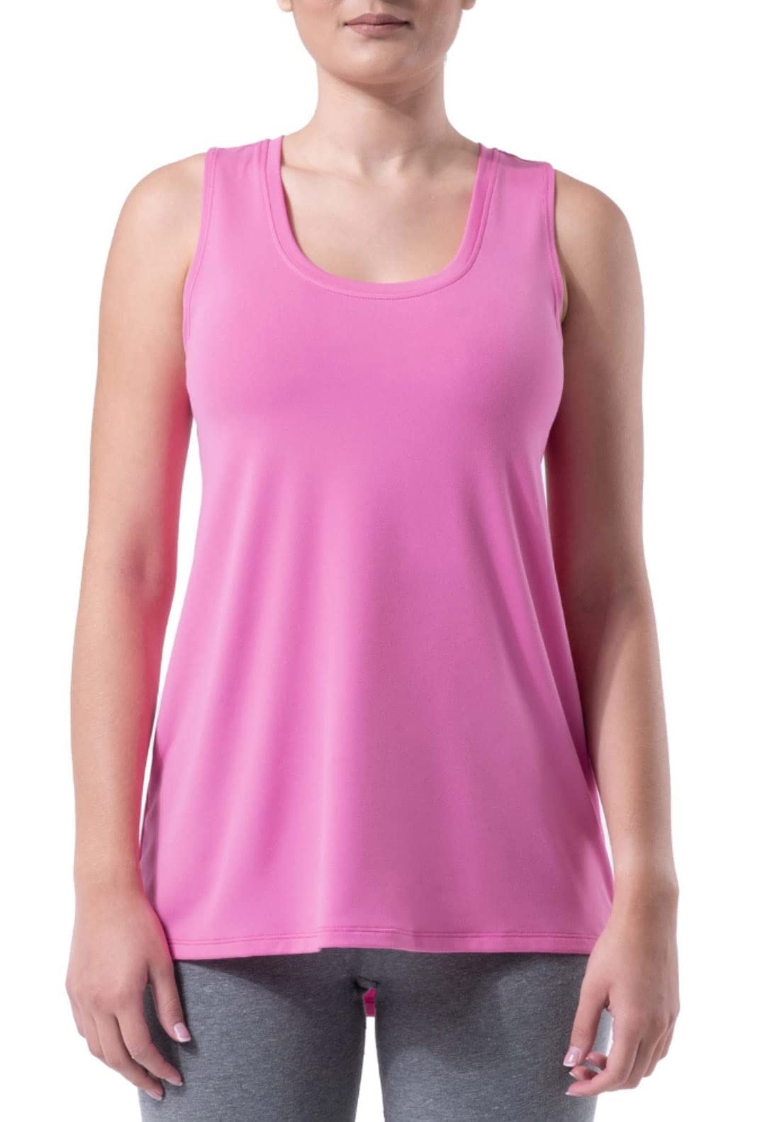 Athletic Works Women's Tropical Pink Racerback Tank Top - Breathable Workout Shirt for Yoga, Running & Gym - Lightweight Activewear for Summer