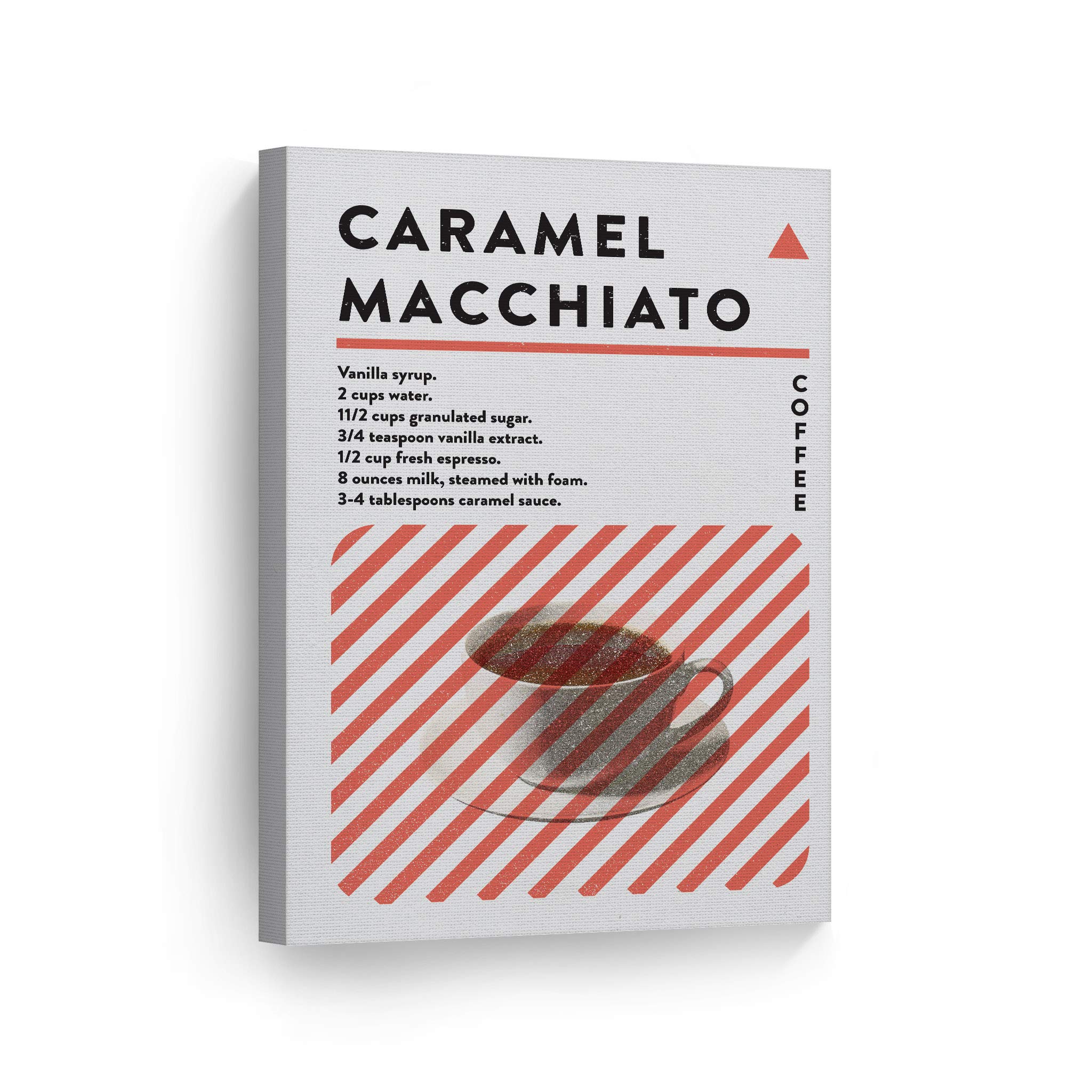 Caramel Macchiato Coffee Ingredients Canvas Wall Art Print - 36x24 Inch Coffee Sign for Kitchen Decor, Farmhouse, Restaurant & Office - Inspirational Gift for Coffee Lovers - Perfect for Coffee Shops, Dining Rooms & Home Decor