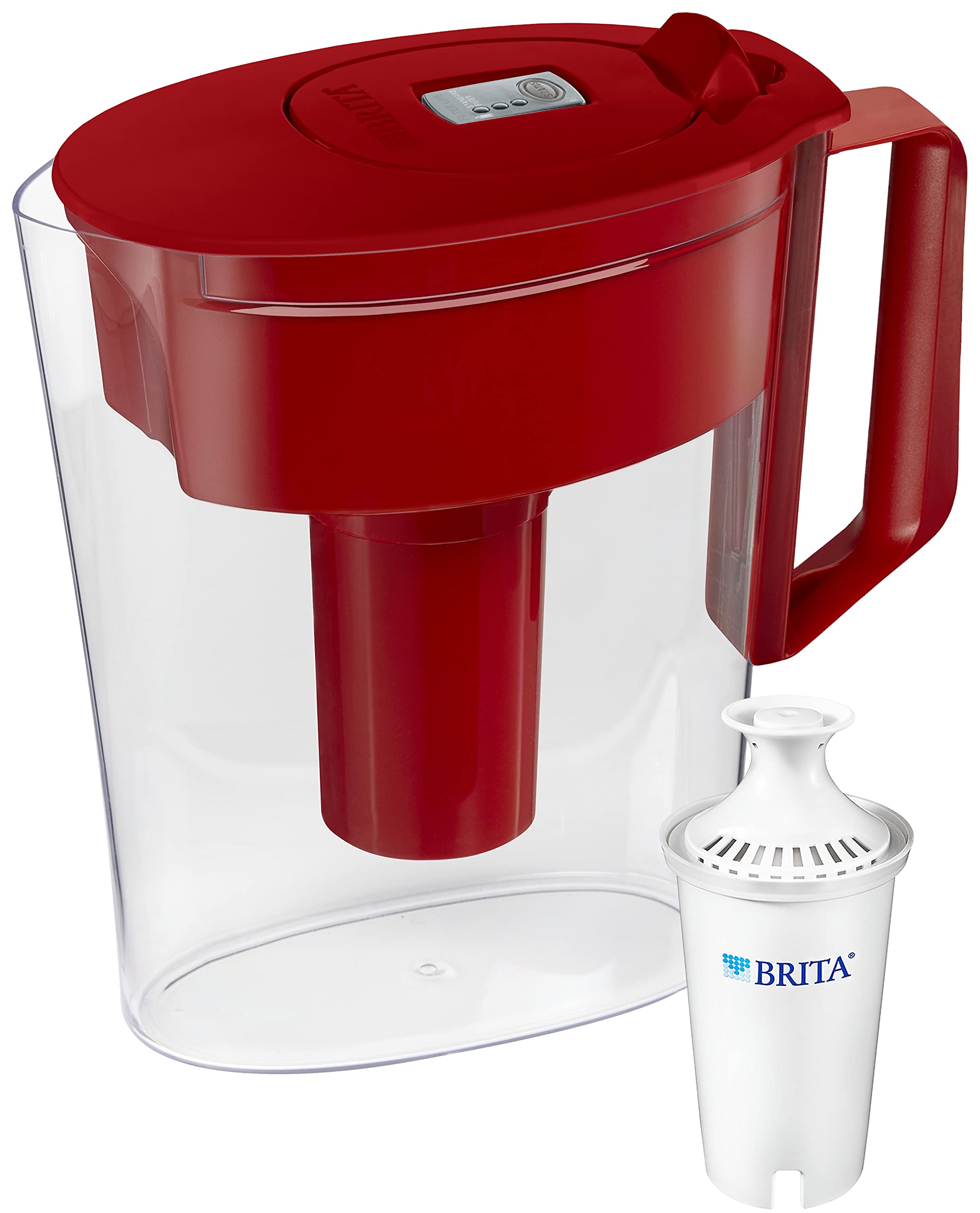 Brita 5 Cup Water Filter Pitcher with 1 Standard Filter - BPA Free, SOHO Red, 1 Count | Clean & Safe Drinking Water for Home, Office, Kitchen, Dorm, RV & Travel