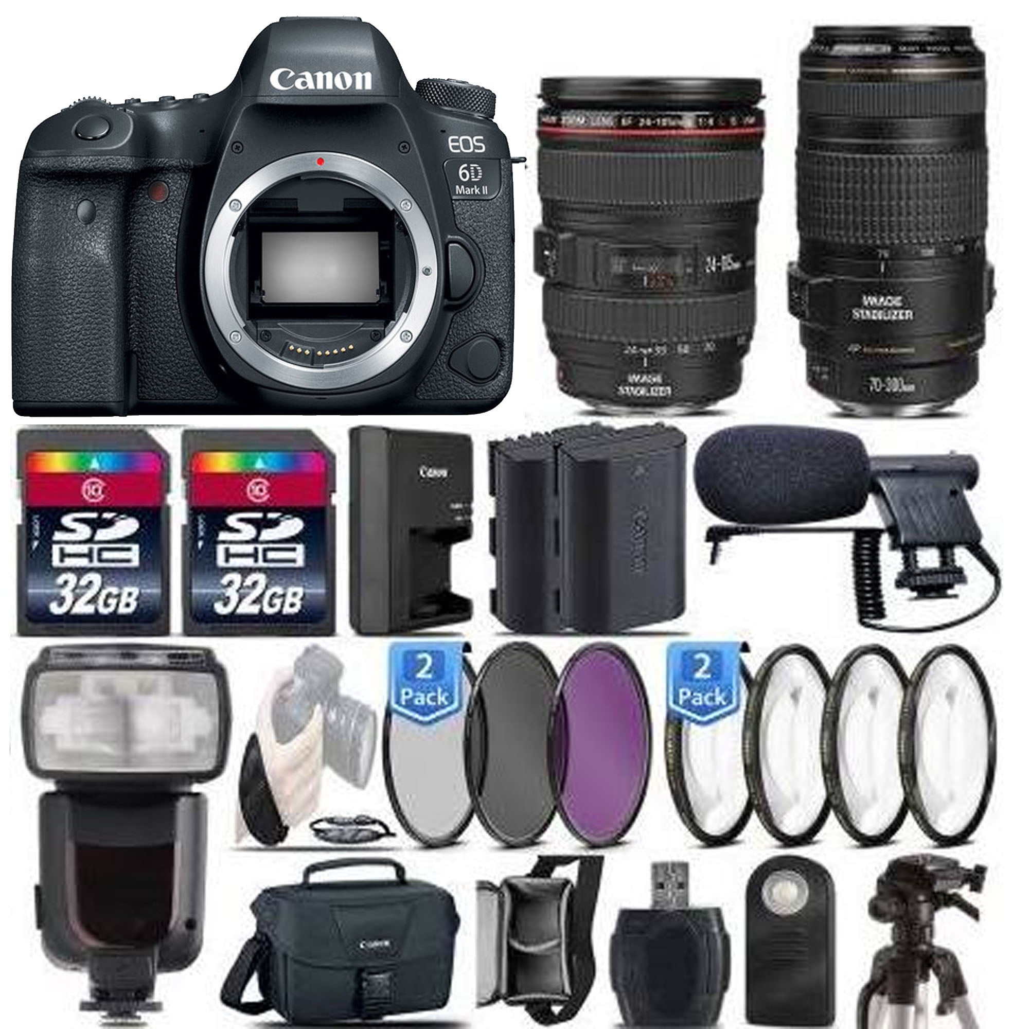 Canon EOS 6D Full Frame DSLR Camera 20.2MP with EF 24-105mm f/4L IS USM & EF 70-300mm f/4-5.6 IS USM Lenses - Professional Photography Kit for Portraits, Travel and Wildlife Shooting