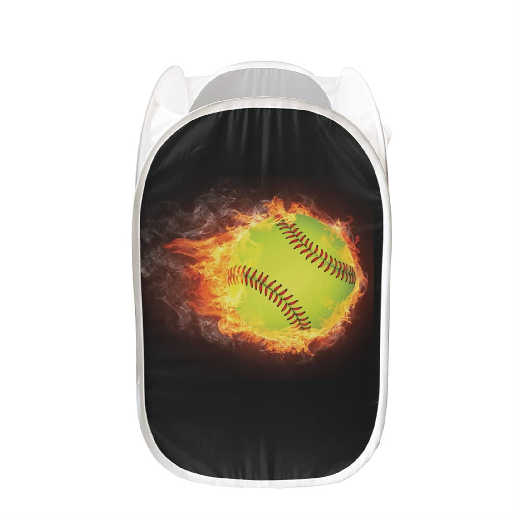 Uourmeti Fire Baseball Kids Laundry Hamper - Pop Up Laundry Basket for Boys & Girls, Dorm Room Decor, Bathroom Storage Organizer - Perfect for Bedroom, Playroom & College Dorm Organization