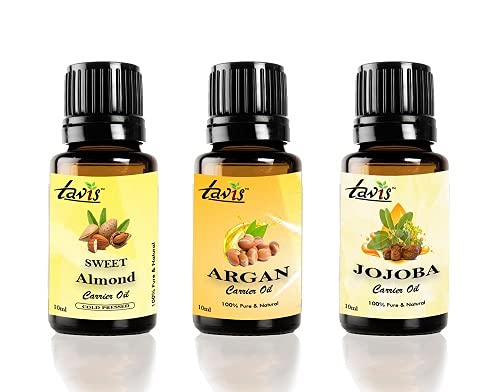 Pure Sweet Almond Oil, Argan Oil & Jojoba Oil Blend for Hair & Skin Care - Natural Moisturizer for Dry Scalp, Face & Body | DIY Beauty & Massage