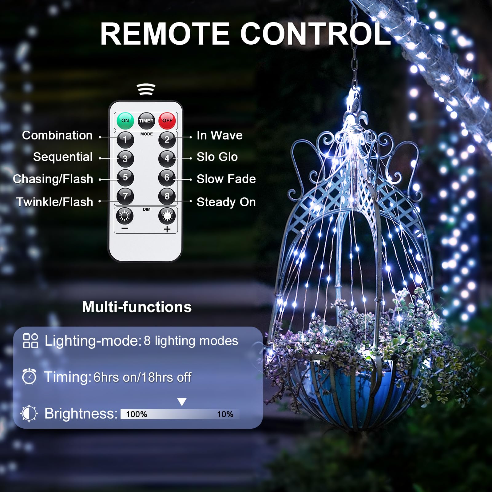 JMEXSUSS 2 Pack 200 LED 66ft Battery Operated Fairy Lights with Remote - 8 Lighting Modes, White Twinkle String Lights for Bedroom Decor, Ceiling Centerpiece, Christmas Tree, Indoor & Outdoor Use (Perfect for Weddings, Parties, and Home Ambiance)