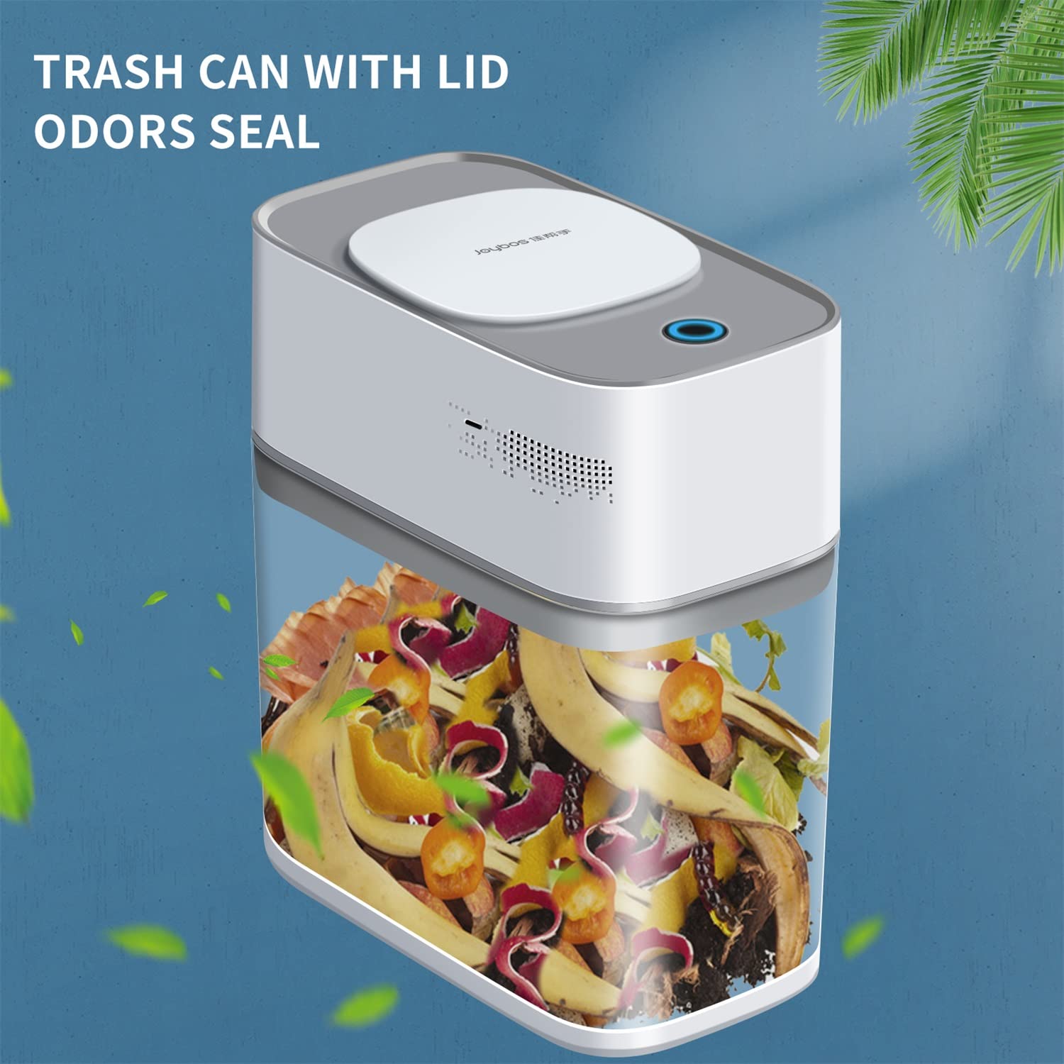 JOYBOS 3.8 Gallon Slim Motion Sensor Trash Can with Lid - White Small Plastic Waste Bin for Bathroom, Bedroom, RV & Office | Space-Saving Automatic Garbage Can for Tight Spaces & Home Decor