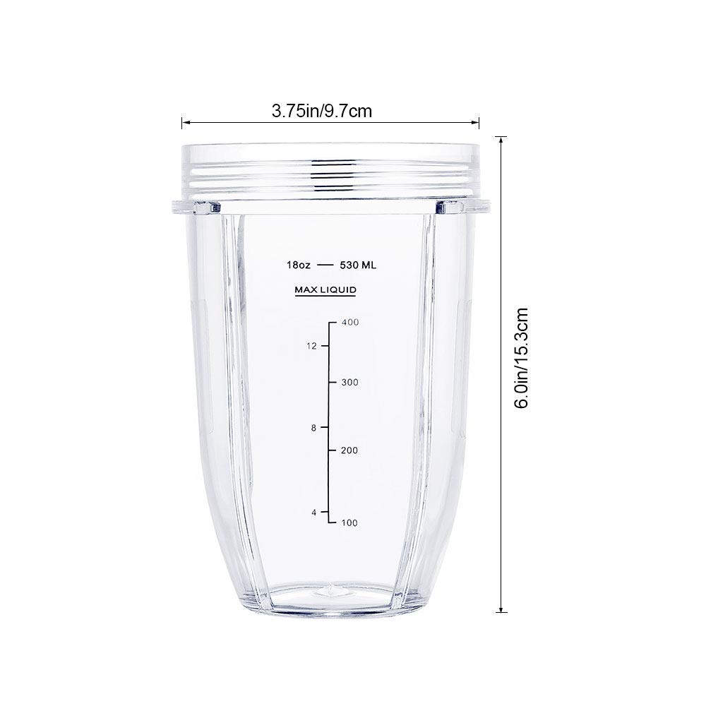 Ninja Blender Replacement Cups 18OZ - 2 Pack with Leak-Proof Lids & Rubber Gaskets - Compatible with Nutri Ninja Auto IQ 900W/1000W Series - Perfect for Smoothies, Protein Shakes & Meal Prep on the Go