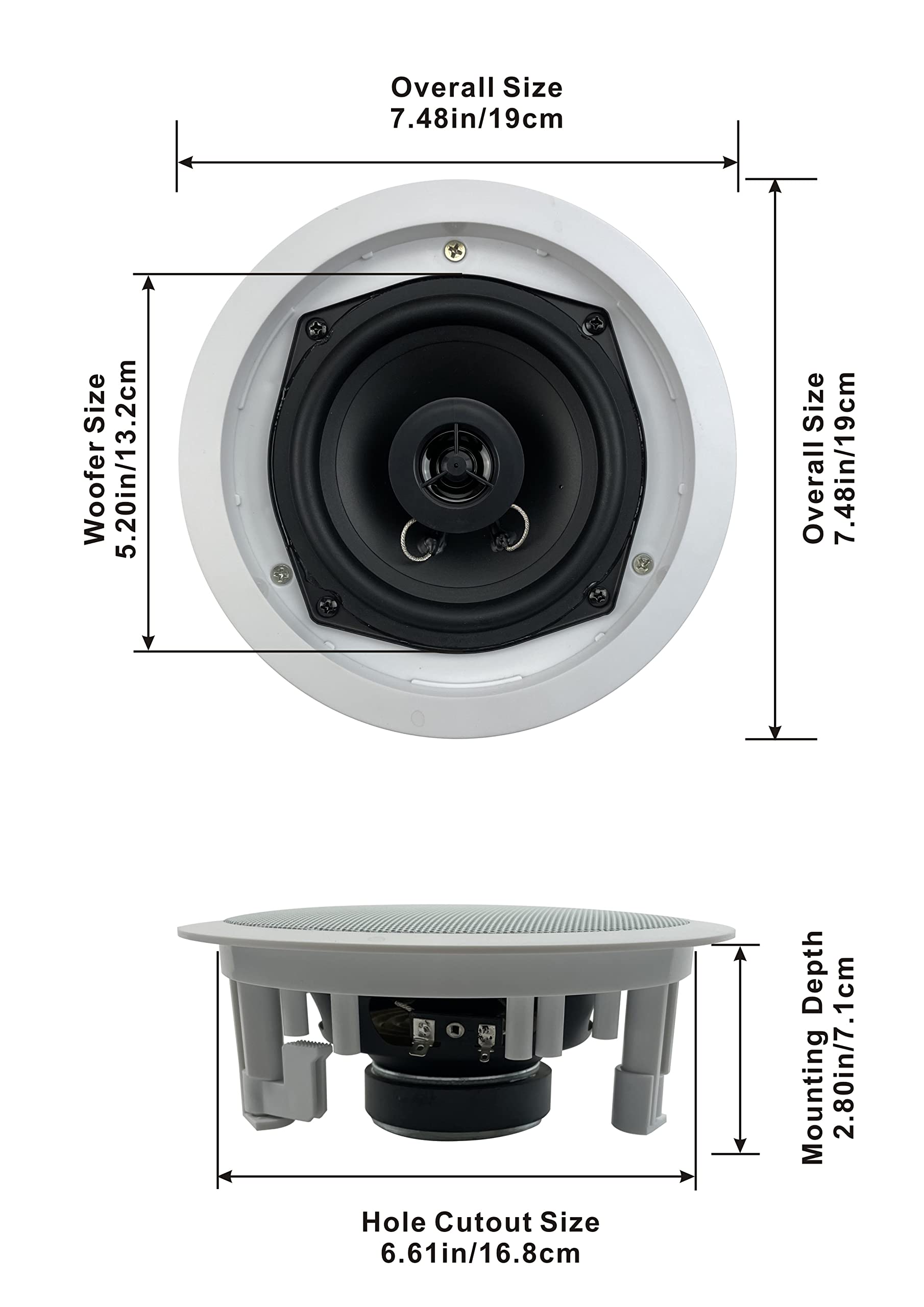 Acoustic Audio R191 In-Ceiling/In-Wall Speakers - 5 Pair Pack, 2-Way Home Theater Flush Mount - Perfect for Home Theater, Surround Sound & Multi-Room Audio Systems
